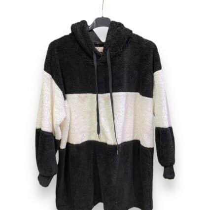 Sweat pilou pilou Noir & Blanc - capuche