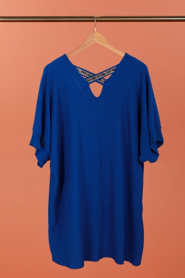 Tunique Bleu Royal bretelle arrière doré