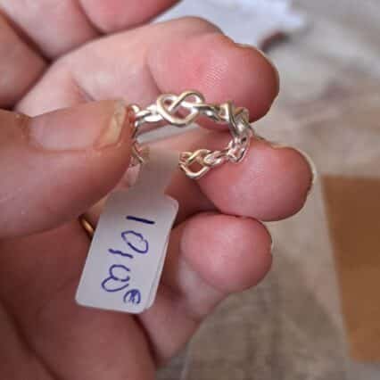 Bague en argent 925 - réglable - coeurs enlacés