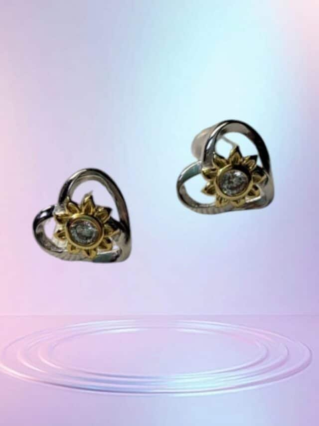 Bague réglable en argent 925 - Coeur avec marguerite doré