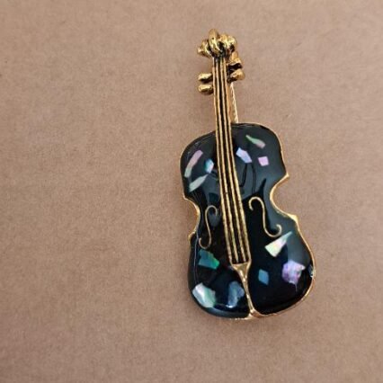 Broche Violon noir et doré